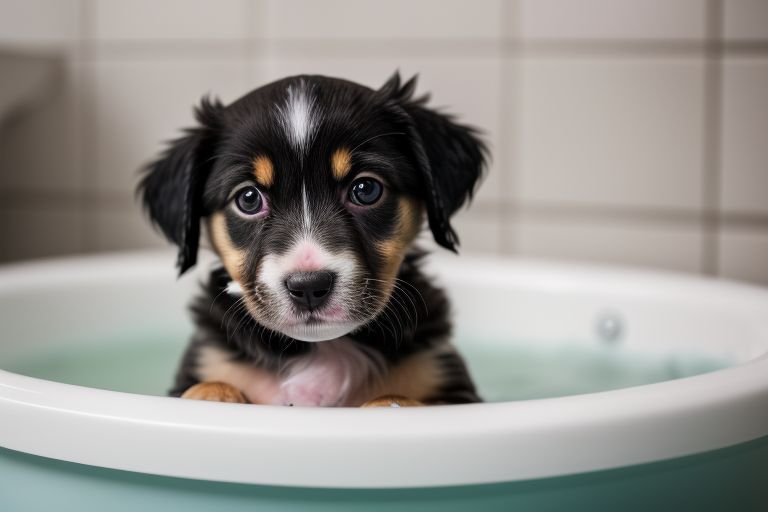 puppy bathing